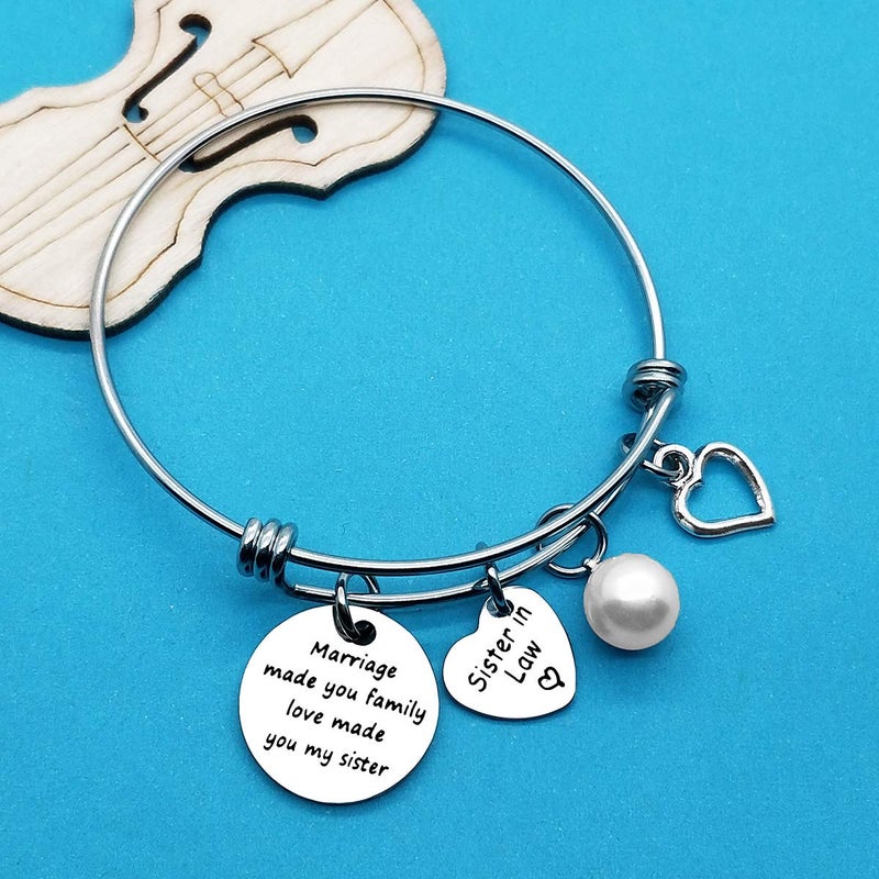 Xiahuyu Sister in Law Gifts Marriage Made You Family Love Made You My Sister Bangle Bracelet Christmas Birthday Gifts Mothers Day Wedding Gifts for Sister in Law - Image 2